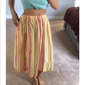 Custom A-line Skirt Pink & Yellow Watercolor
